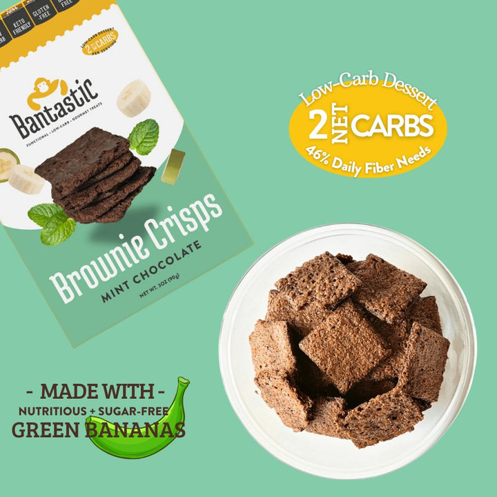 BANTASTIC - Brownie Crisps - MINT CHOCOLATE - 1 Unit, 3oz. (90g) - Sugar Free - Eat Bantastic